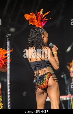 Uncle Funks disco Inferno suona al Cambridge Club Festival 2023 Childerley, Cambridgeshire, UK. 9th giugno, 2023. Credit: Gary Stafford/Alamy Live News Foto Stock