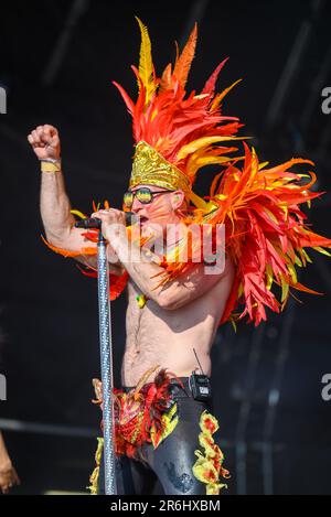 Uncle Funks disco Inferno suona al Cambridge Club Festival 2023 Childerley, Cambridgeshire, UK. 9th giugno, 2023. Credit: Gary Stafford/Alamy Live News Foto Stock