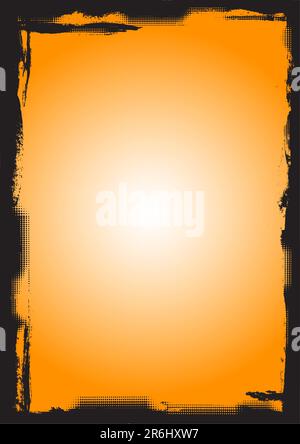 Bordo nero a pagina intera con cerchi sbiaditi (vettore trasparente che può essere sovrapposto ad altri grafici e immagini) Illustrazione Vettoriale