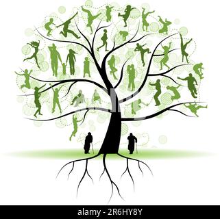 Albero genealogico, parenti di persone sagome Illustrazione Vettoriale