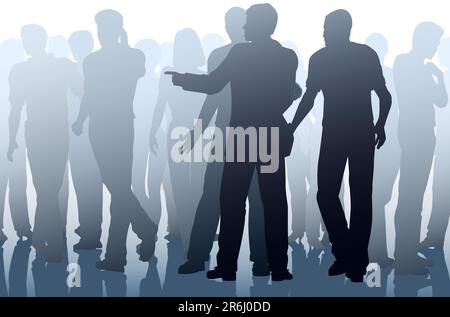 Modificabile illustrazione vettoriale di due uomini che lavorano insieme come borseggiatori Illustrazione Vettoriale