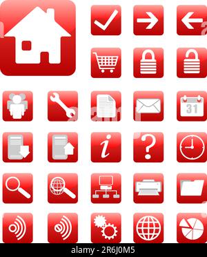 icona rossa del sito web e di internet Illustrazione Vettoriale