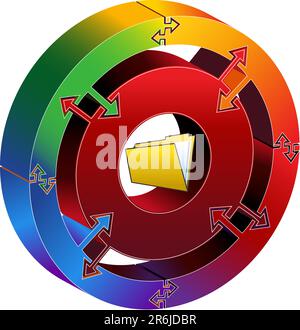 3D processo schema circolare con frecce di rotazione. Illustrazione Vettoriale