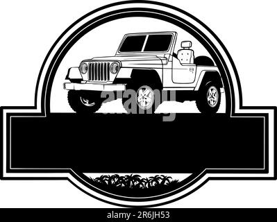 immagine vettoriale di una jeep monocolore sul logo Illustrazione Vettoriale