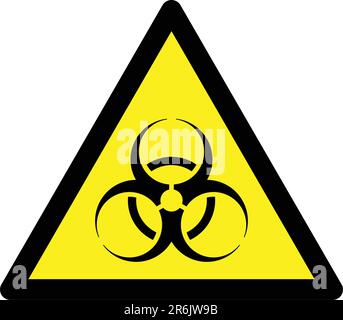 Simbolo di pericolo biologico vettoriale sul segnale di avvertenza giallo Illustrazione Vettoriale