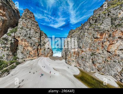 Antenna della gola di SA Calobra, Maiorca, Isole Baleari, Spagna, Mediterraneo, Europa Foto Stock