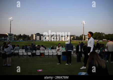 Una vista generale dello stadio durante la partita Blast Vitality T20 tra Kent Spitfairs e Hampshire Hawks al St Lawrence Ground, Canterbury venerdì 9th giugno 2023. (Foto: Tom West | NOTIZIE MI) Credit: NOTIZIE MI & Sport /Alamy Live News Foto Stock