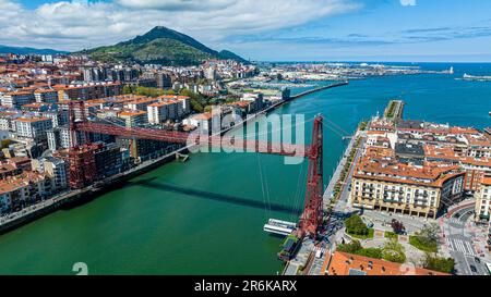 Antenna del ponte di Vizcaya, patrimonio dell'umanità dell'UNESCO, Bilbao, Paesi Baschi, Spagna, Europa Foto Stock
