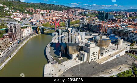 Antenna del Museo Guggenheim, Bilbao, Paesi Baschi, Spagna, Europa Foto Stock