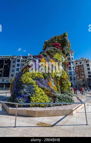 Installazione d'arte Cat Puppy, Museo Guggenheim, Bilbao, Paesi Baschi, Spagna, Europa Foto Stock