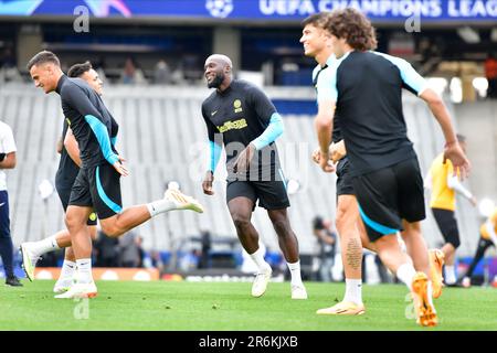 Istanbul, Turchia. 09th giugno, 2023. Romelu Lukaku dell'Inter visto durante un'ultima sessione di allenamento prima della finale della UEFA Champions League tra Manchester City e l'Inter al Atatürk Stadium di Istanbul. (Photo Credit: Gonzales Photo/Alamy Live News Foto Stock