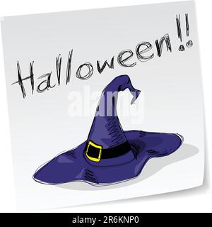 Una nota con disegnati a mano tema Halloween messaggio - 6 della serie. Illustrazione Vettoriale