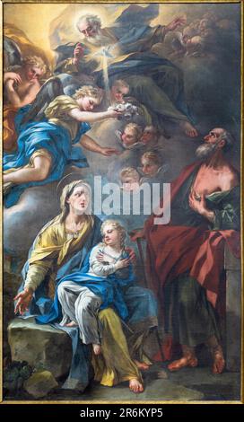 Napoli - la pittura di San Ann con la Vergine Maria, Gioacchino e San Giovanni Battista nella chiesa di San Giuseppe a Chiaia Foto Stock