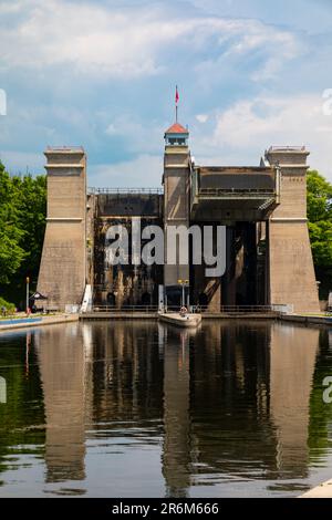 Peterborough Ontario Canada. Peterborough Bloccaggio sollevatore idraulico Trent-Severn per via navigabile Foto Stock