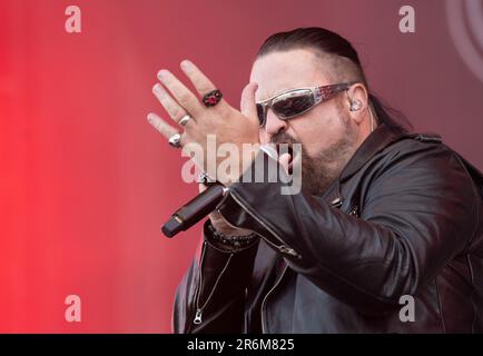Solvesborg, Svezia. 10th giugno 2023. SOLVESBORG 20230610 la band statunitense Symphony X si esibisce durante il Festival Sweden Rock 2023. Foto: Fredrik Sandberg/TT/kod €10080 Credit: TT News Agency/Alamy Live News Foto Stock