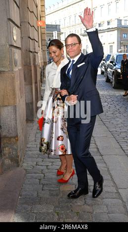 STOCCOLMA 20230610Queen Silvia, Re Carl Gustaf, Principessa della Corona Victoria e Principe Daniel partecipano alla performance lirica 'Gustav Wasa' in Stock ex Foto Stock