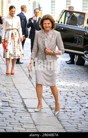 STOCCOLMA 20230610Queen Silvia, Re Carl Gustaf, Principessa della Corona Victoria e Principe Daniel partecipano alla performance lirica 'Gustav Wasa' in Stock ex Foto Stock