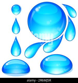 EPS Set di gocce d'acqua e bolle. Illustrazione del progetto. Illustrazione Vettoriale
