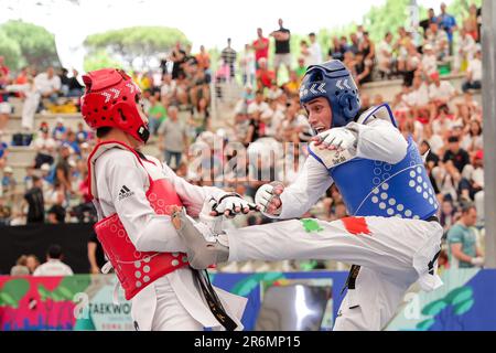 Roma, Italia. 10th giugno, 2023. Foro Italico, Roma, Italia, 10 giugno 2023, Giuseppe Foti (ITA) -58kg M durante il Mondiale Taekwondo Grand Prix day2 - Taekwondo Credit: Live Media Publishing Group/Alamy Live News Foto Stock