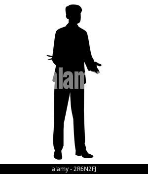 La silhouette nera di un dipendente maschile che dà un vettore di presentazione Illustrazione Vettoriale
