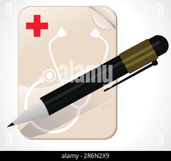 blocco note mediche astratte con illustrazione vettoriale penna Illustrazione Vettoriale