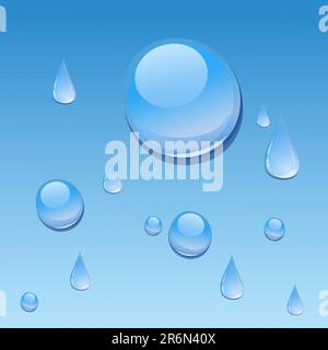 Illustrazione di vettore di gocce di acqua con un testo di esempio Illustrazione Vettoriale