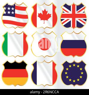 serie vettoriale di flag g8 Illustrazione Vettoriale