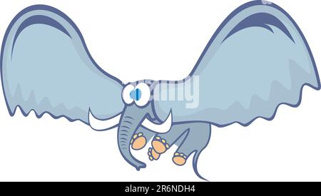 Illustrazione dell'elefante che vola e sorprende Illustrazione Vettoriale