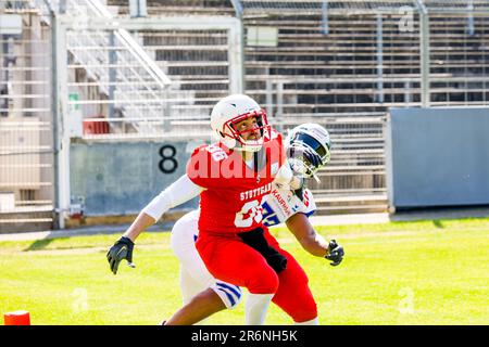 erima GFL2 / German Football League, Scopions Stuttgart vs Pforzheim Wilddogs nel Gazi-Stadion auf der Waldau Stoccarda il 10,2023 giugno Germania Foto Stock