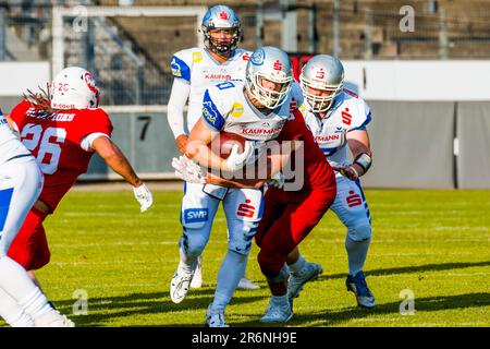 erima GFL2 / German Football League, Scopions Stuttgart vs Pforzheim Wilddogs nel Gazi-Stadion auf der Waldau Stoccarda il 10,2023 giugno Germania Foto Stock