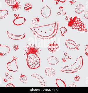 Frutti e bacche di schizzo, seamless sfondo per il vostro design Illustrazione Vettoriale