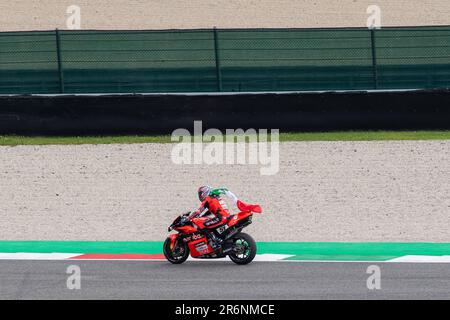 10th giugno 2023; Autodromo Internazionale del Mugello, Scarperia e San Piero, Firenze, Italia; 2023° MotoGP Qualifiche Italiane; Michele Pirro Aruba.it Racing Foto Stock