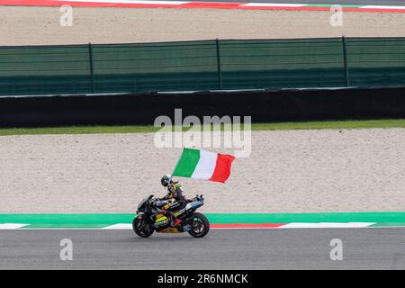 10th giugno 2023; Autodromo Internazionale del Mugello, Scarperia e San Piero, Firenze, Italia; 2023° MotoGP Qualifiche Italiane; Jorge Martin prima Pramac Racing Foto Stock