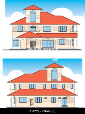 un'illustrazione vettoriale per il design di una casa bungalow Illustrazione Vettoriale