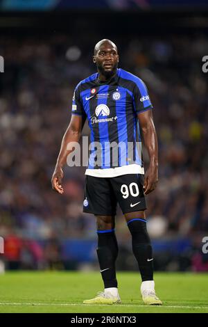 Istanbul, Turchia. 10th giugno, 2023. Romelu Lukaku (90 Inter) si occupa della finale della UEFA Champions League tra il Manchester City FC e il FC Internazionale allo Stadio Olimpico di Atatürk a Istanbul, in Turchia. (Daniela Porcelli/SPP) Credit: SPP Sport Press Photo. /Alamy Live News Foto Stock