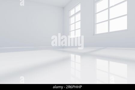 Stanza vuota con luce entra, rendering 3D. Disegno digitale. Foto Stock