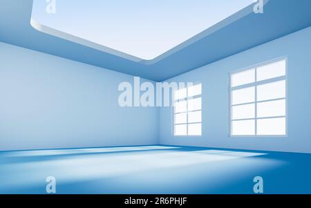 Stanza vuota con luce entra, rendering 3D. Disegno digitale. Foto Stock