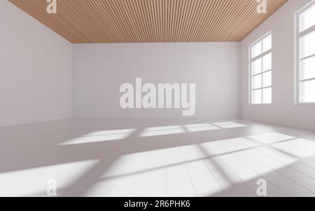 Stanza vuota con luce entra, rendering 3D. Disegno digitale. Foto Stock