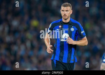 Istambul, Turchia. 11th giugno, 2023. Edin Deko of Inter durante la finale di UEFA Champions League 2023 tra Manchester City e Inter allo Stadio Olimpico di Atatürk a Istanbul, Turchia il 10 giugno 2023 (Foto di Andrew SURMA/ Credit: Sipa USA/Alamy Live News Foto Stock