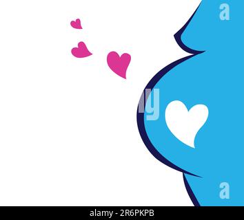 Grande aspettativa per il bambino! Illustrazione vettoriale stilizzata di donna incinta isolata su sfondo bianco. Illustrazione Vettoriale