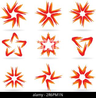 Set di stelle diverse icone per il design. Versioni bianco #15. Illustrazione Vettoriale