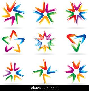 Set di stelle diverse icone per il design. Versioni bianco #11. Illustrazione Vettoriale