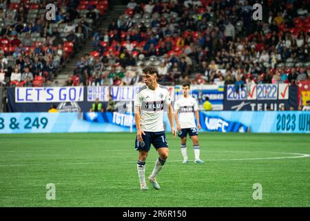 Vancouver, Canada. 10th giugno, 2023. Vancouver, British Columbia, Canada, 10th 2023 giugno: Sebastian Berhalter (16 Vancouver Whitecaps FC) durante la Major League Soccer match tra Vancouver Whitecaps FC e FC Cincinnati al BC Place Stadium di Vancouver, British Columbia, Canada (SOLO PER USO EDITORIALE). (Amy Elle/SPP) Credit: SPP Sport Press Photo. /Alamy Live News Foto Stock