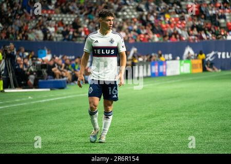 Vancouver, Canada. 10th giugno, 2023. Vancouver, British Columbia, Canada, 10th 2023 giugno: Sebastian Berhalter (16 Vancouver Whitecaps FC) durante la Major League Soccer match tra Vancouver Whitecaps FC e FC Cincinnati al BC Place Stadium di Vancouver, British Columbia, Canada (SOLO PER USO EDITORIALE). (Amy Elle/SPP) Credit: SPP Sport Press Photo. /Alamy Live News Foto Stock