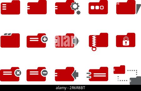 Pacchetto icone vettoriali - serie rossa, raccolta cartelle Illustrazione Vettoriale