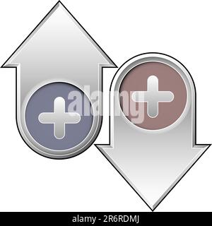 Icona più o aggiungi sui pulsanti freccia su e giù Illustrazione Vettoriale