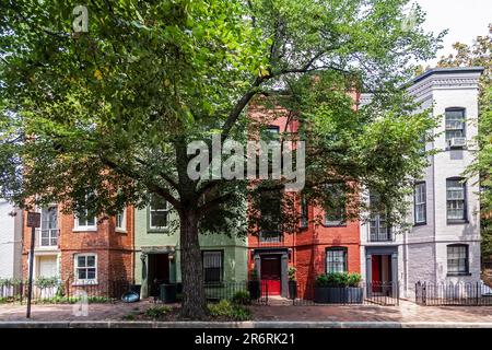 Case vittoriane a Georgetown, una parte vecchia di Washington DC Foto Stock