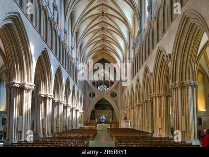 Cattedrale di Wells, che mostra un arco a forbice, 1175 Foto Stock