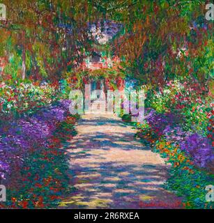 Sentiero nel Giardino di Monet a Giverny, dipinto ad olio su tela di Claude Monet, 1902 Foto Stock