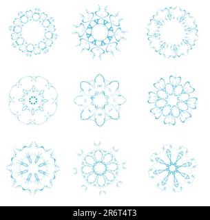 Illustrazione Vettoriale set di astratto e floreali di elementi ornamentali Illustrazione Vettoriale